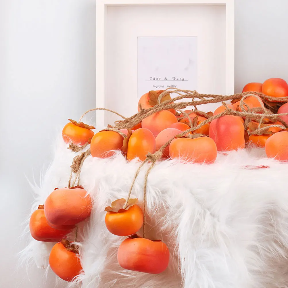 

2pcs Simulated Persimmon Pendant Fall Decorations Artificial Fruit Hanging Fake Persimmon String Party Bedroom Farmhouse New