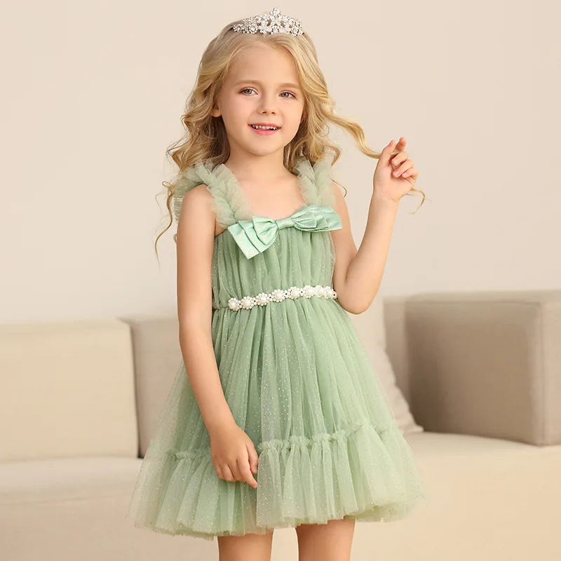 Girls Princess Skirt Baby Girls Halter Dress Pompadour Dress Flower Children Tulle Dress Birthday Skirt Performance Skirt