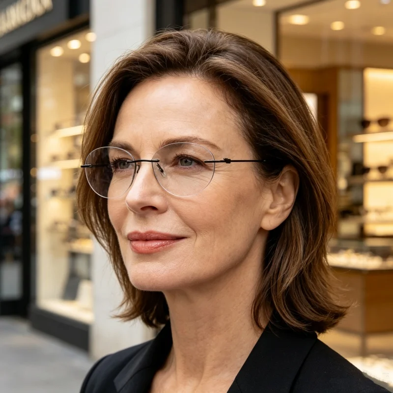 Retro Personalized Luxurious Oval Rimless Women's Reading Glasses Ultra Light Neutral High-quality Anti Blue Light Glasses