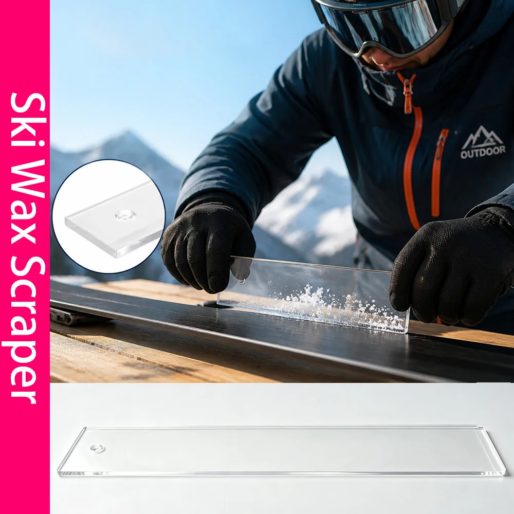 Light‑Weight Clear Ski Snowboard Wax Scraper, Young Adult Skiers, Outdoor Snow Sport Wax Stripping Without Scratching Base