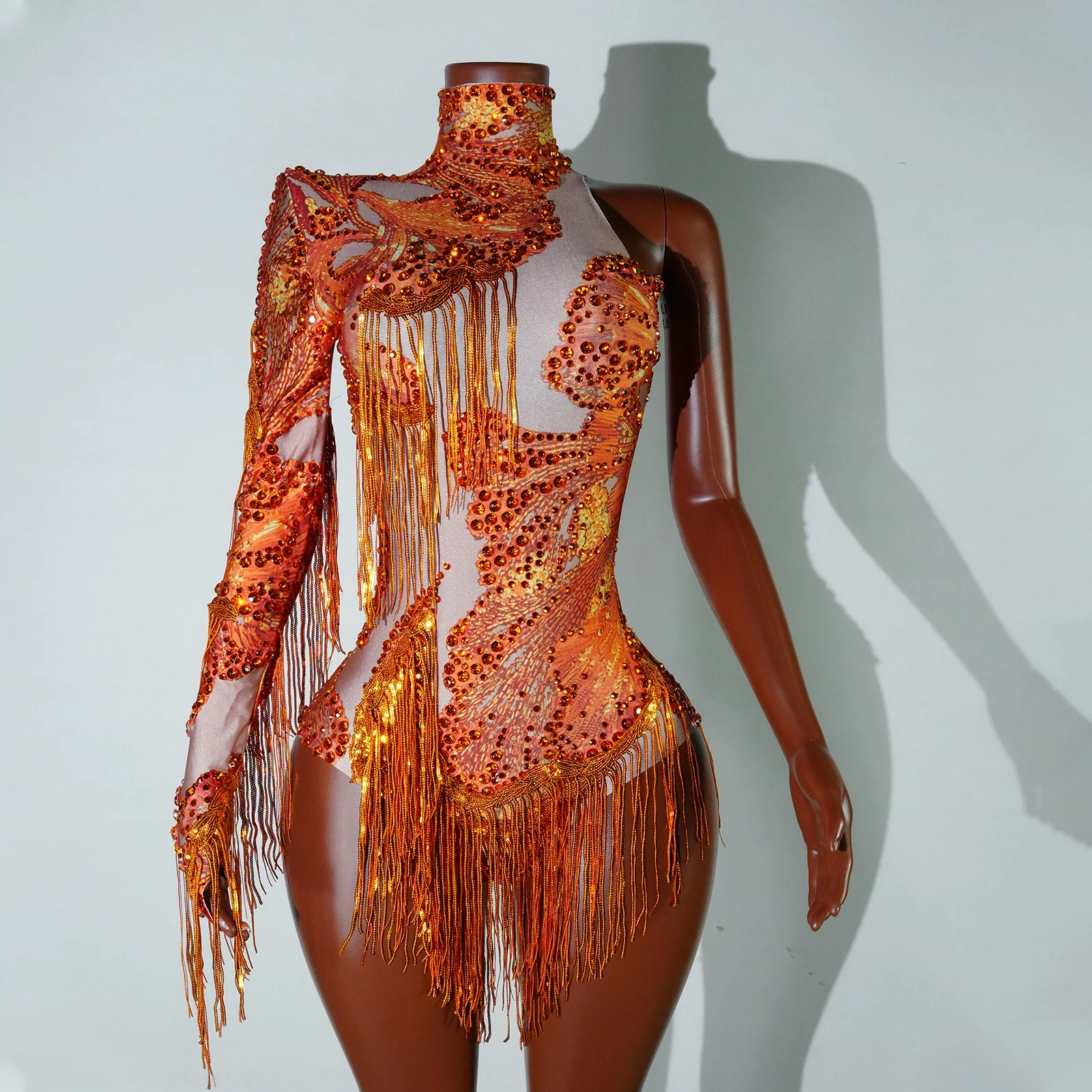 

The Glittering Sequined Onesleeved Leotard Is Suitable For Female Dancers Singersstage Performance Dance Costumes And Nightclub