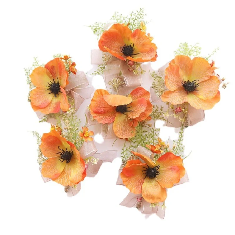 2412 Wedding Supplies Wedding Floral Simulation Flowers Business Celebration Opening Guests Breast Flowers Hand Flowers Orange