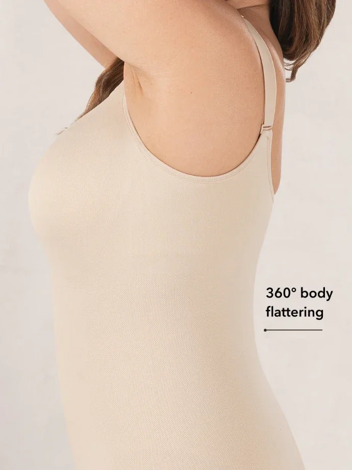 Womens Light Sculpting V Neck Buit-in Bra Cami Shapewear Tank Tops Seamless Push Up Cup Compression Vest Body Shaper Camisole