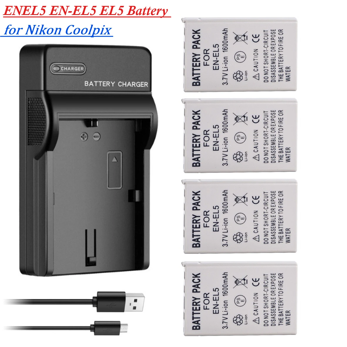 Batería ENEL5 EN-EL5 EL5 + Cargador 1600mAh para Nikon Coolpix P530 P520 P510 P100 P500 P5000 P5100 P6000 3700 4200