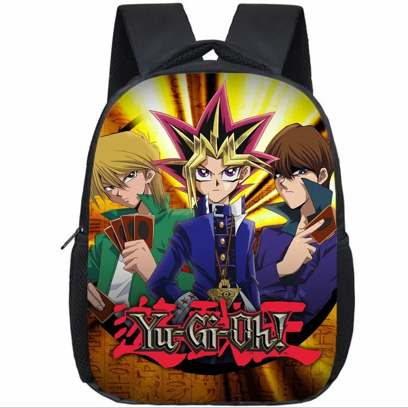 Yu-gi-oh! Sacos escolares impermeáveis para crianças, mochila de impressão cartoon, mochila para meninos e meninas, mochila infantil, anime, 12"