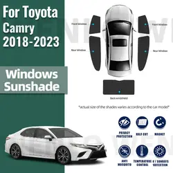 For Toyota Camry XV70 2018-2023 Magnetic Car Sunshade Shield Front Windshield Curtain Rear Side Baby Window Sun Shade