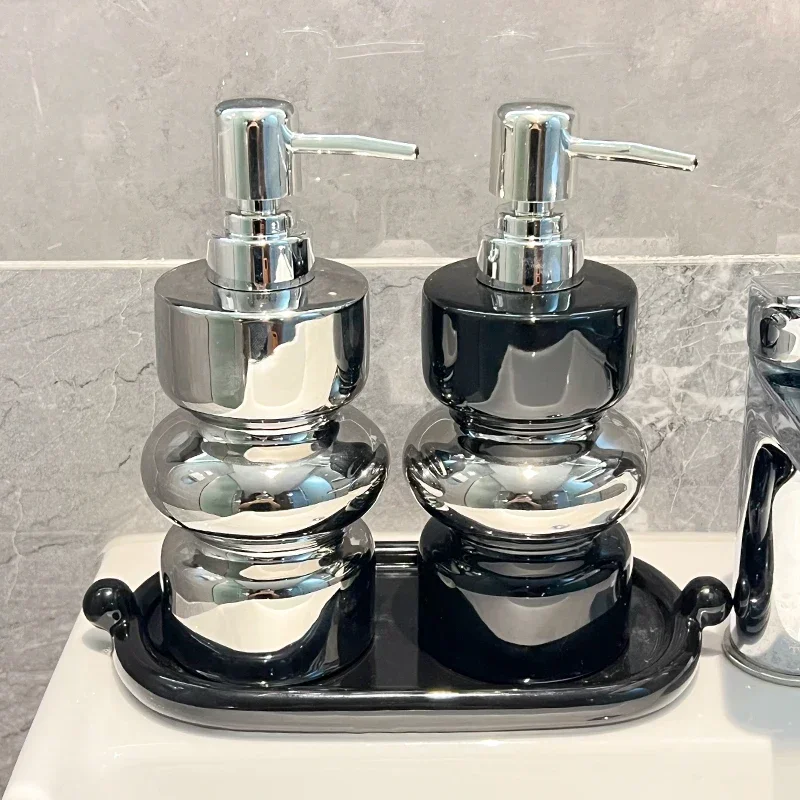 

320ml ceramic circle lotion bottle creative press bottle shampoo bath gel separate bottle bathroom accessories cup dispenser