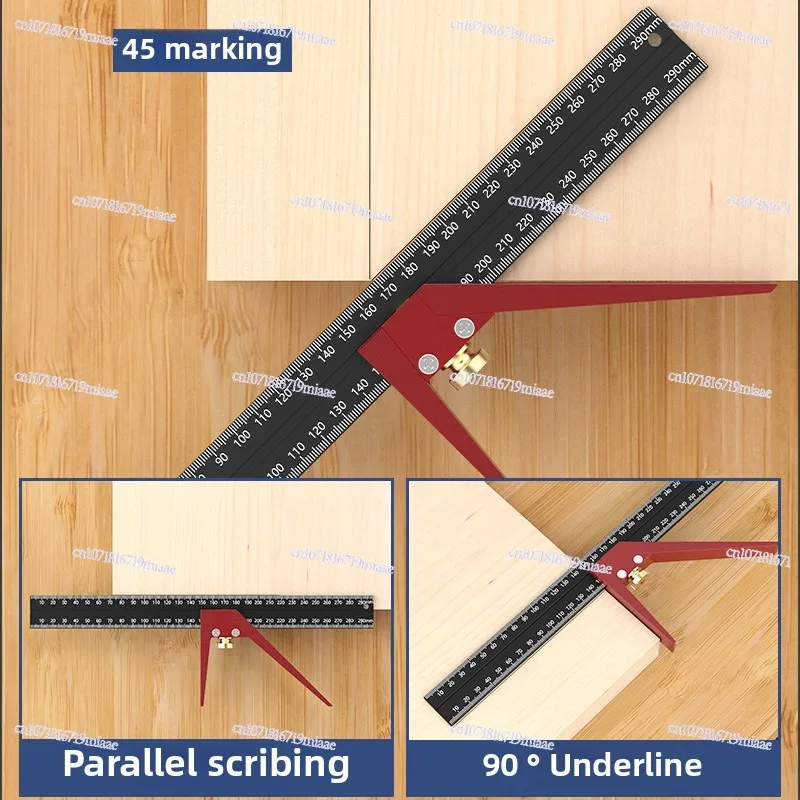 Woodworking Decoration Multi-functional Folding Ruler Three-piece Set 45 °/90 °/135 ° Multi-angle Hole Scribing Ruler