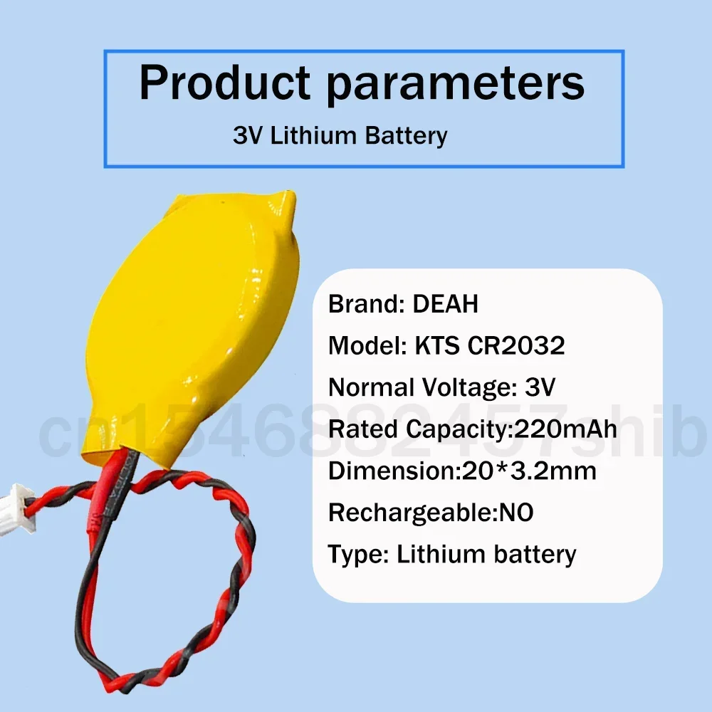 1-5pcs KTS CR2032 CR2032W 3V 220mAh Lithium Battery With Plug For BIOS COM Computer Motherboard Laptop CNC Machines Coin Cells