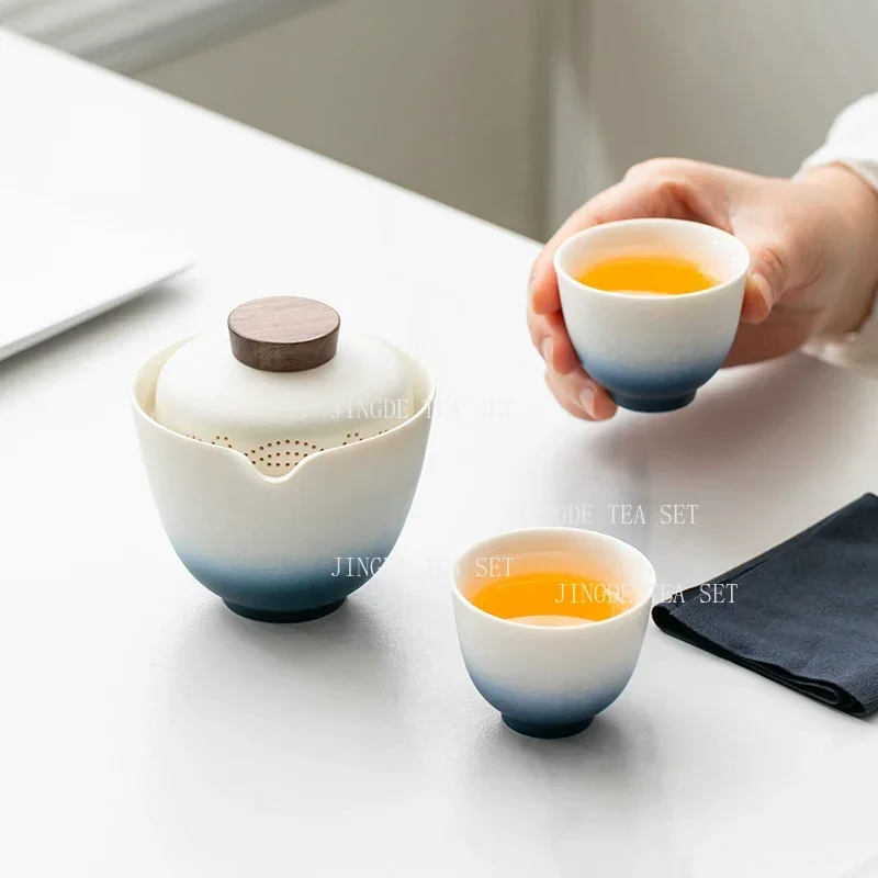 Water Drop Shaped Quick Cup 1 Pot 2 Cups Travel Teaware Custom Teapot and Cup Set Portable Beauty Tea Set with Storage Box