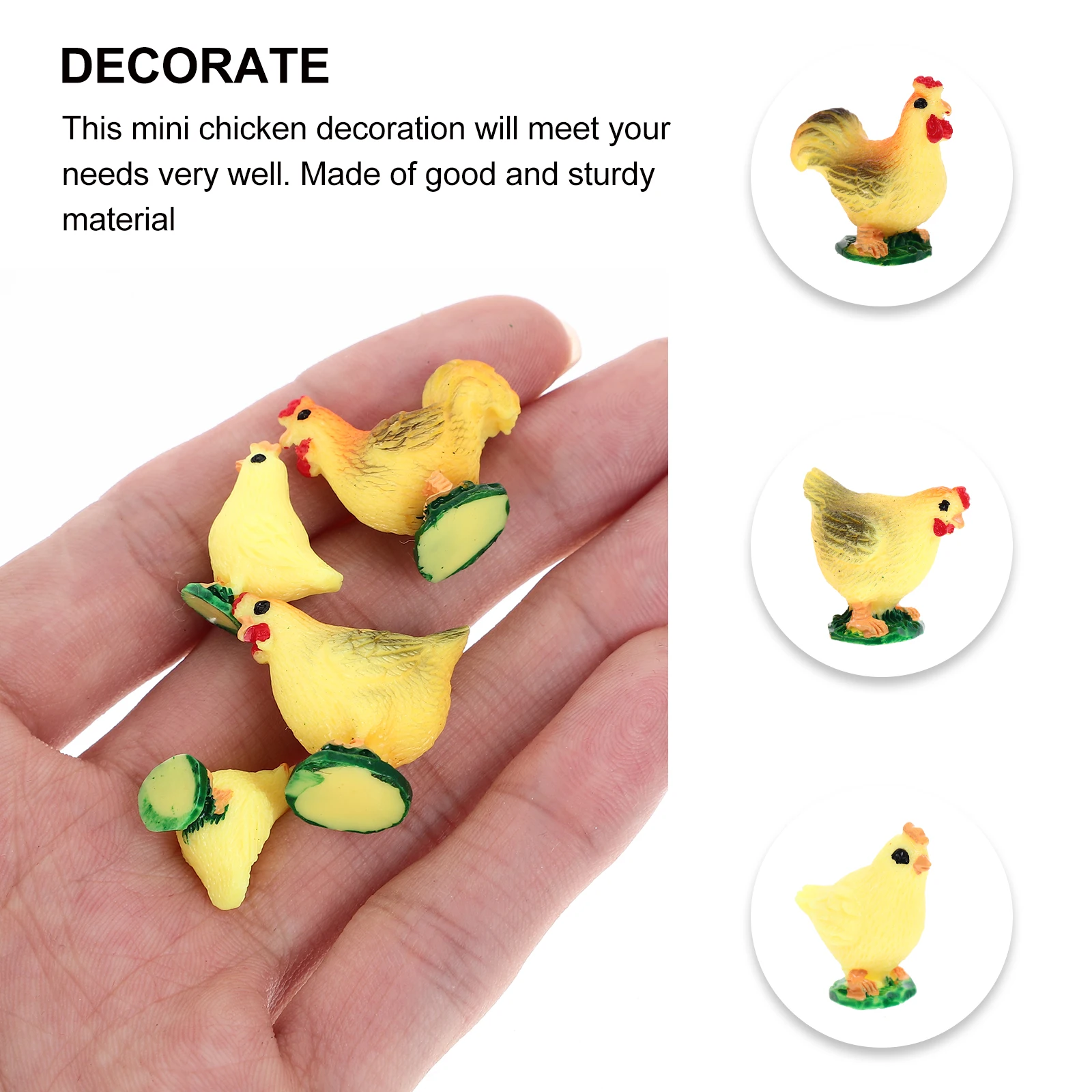 

24pcs Mini Rooster Hen Figurines Decorative Chick Decors Resin Animals Moss L Terrarium Garden nament Statue