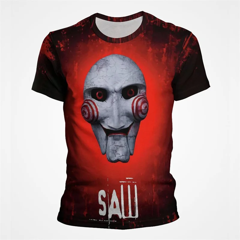 Fashion Saw Printed Man Tshirt Oversized Loose Short Sleeve All-Match O-Neck Tees Summer Hot Selling Horror Style Male Clothing