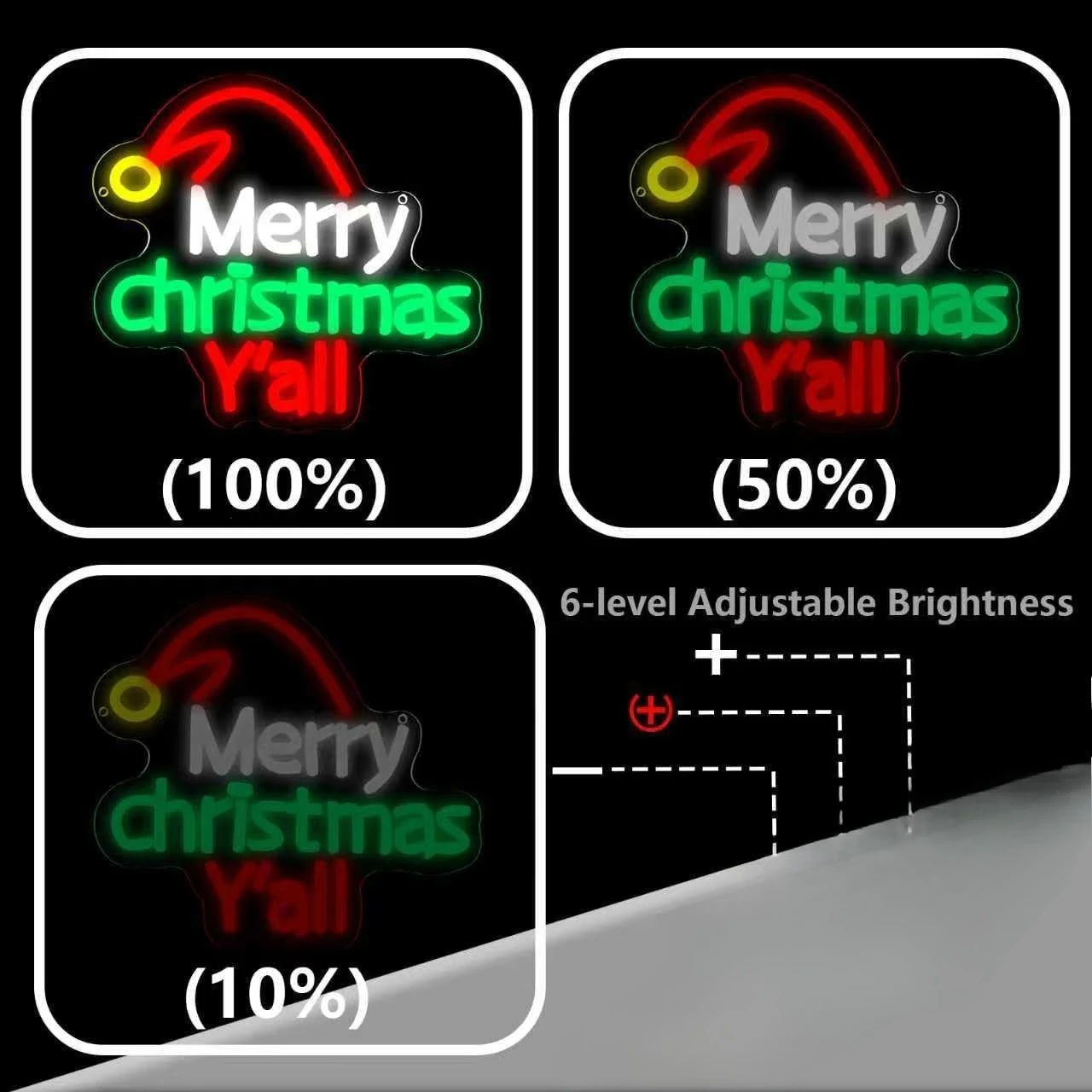 Merry Christmas LED Neon Sign USB Dimmable Neon Light Sign for Gameroom Bedroom Bar Livingroom Birthday Party Gift Wall Decor