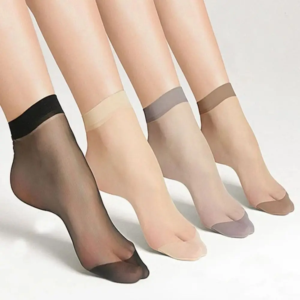 

5Pairs Summer Transparent Crystal Silk Socks Women Ultrathin Sexy Elastic Short Ankle Invisible Socks