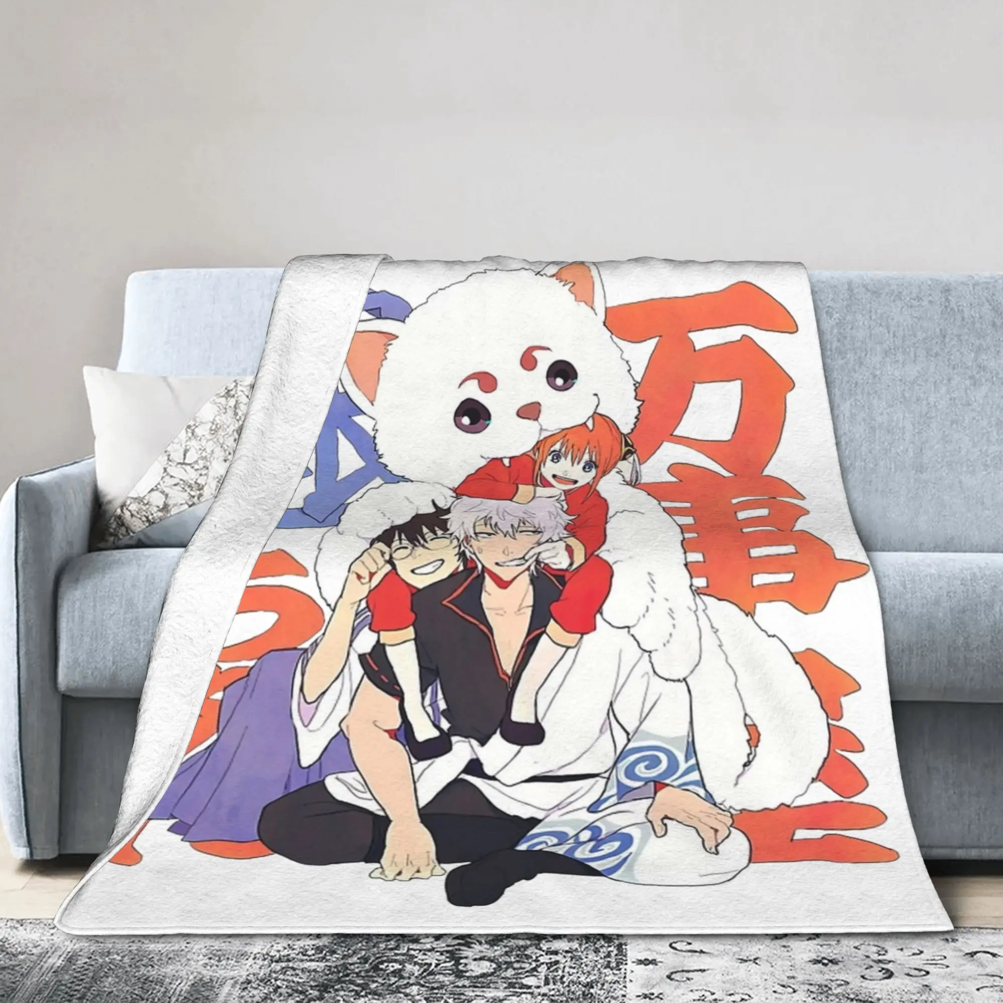 Gintamas Gintoki s Witty Chaos Yorozuya Blankets Flannel Spring Autumn  Portable Soft Throw Blankets for Bed Office Rug Piece