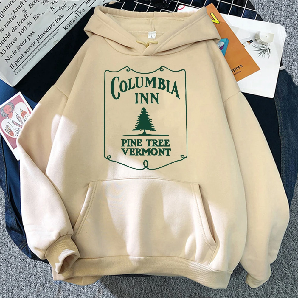 White Christmas Hoodie Columbia Inn Pine Tree Vermont Christmas Retro Women/men Hoodies Unisex Sweatshirt Vintage Winter Clothes