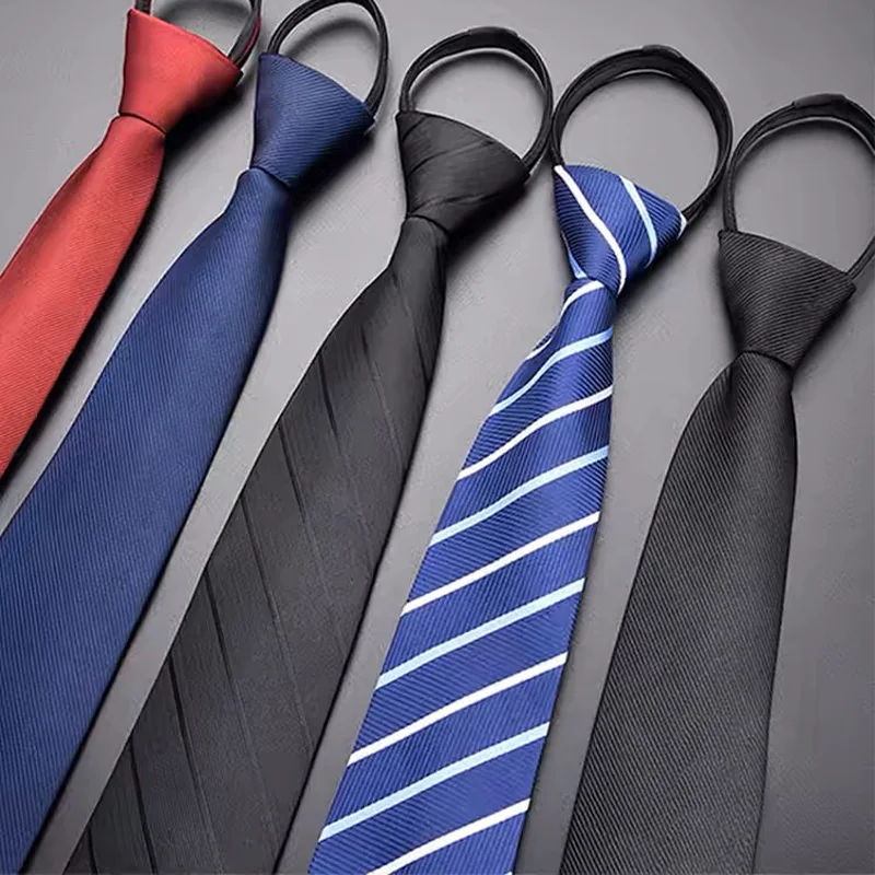 23 Styles Lazy Zipper Men's Ties Solid Color Stripe 8cm Jacquard Necktie Accessories Formal Daily Wear Cravat Wedding Party Gift