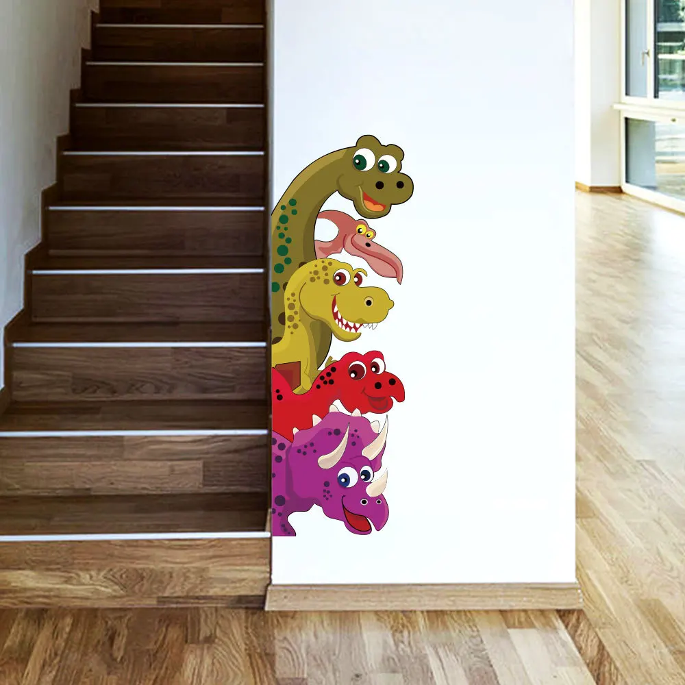 

T168# Funny Probe Dinosaur Behind the Door Room Decor Wall Decals Stickers Children Nursery Kids Bedroom Living Room Mural