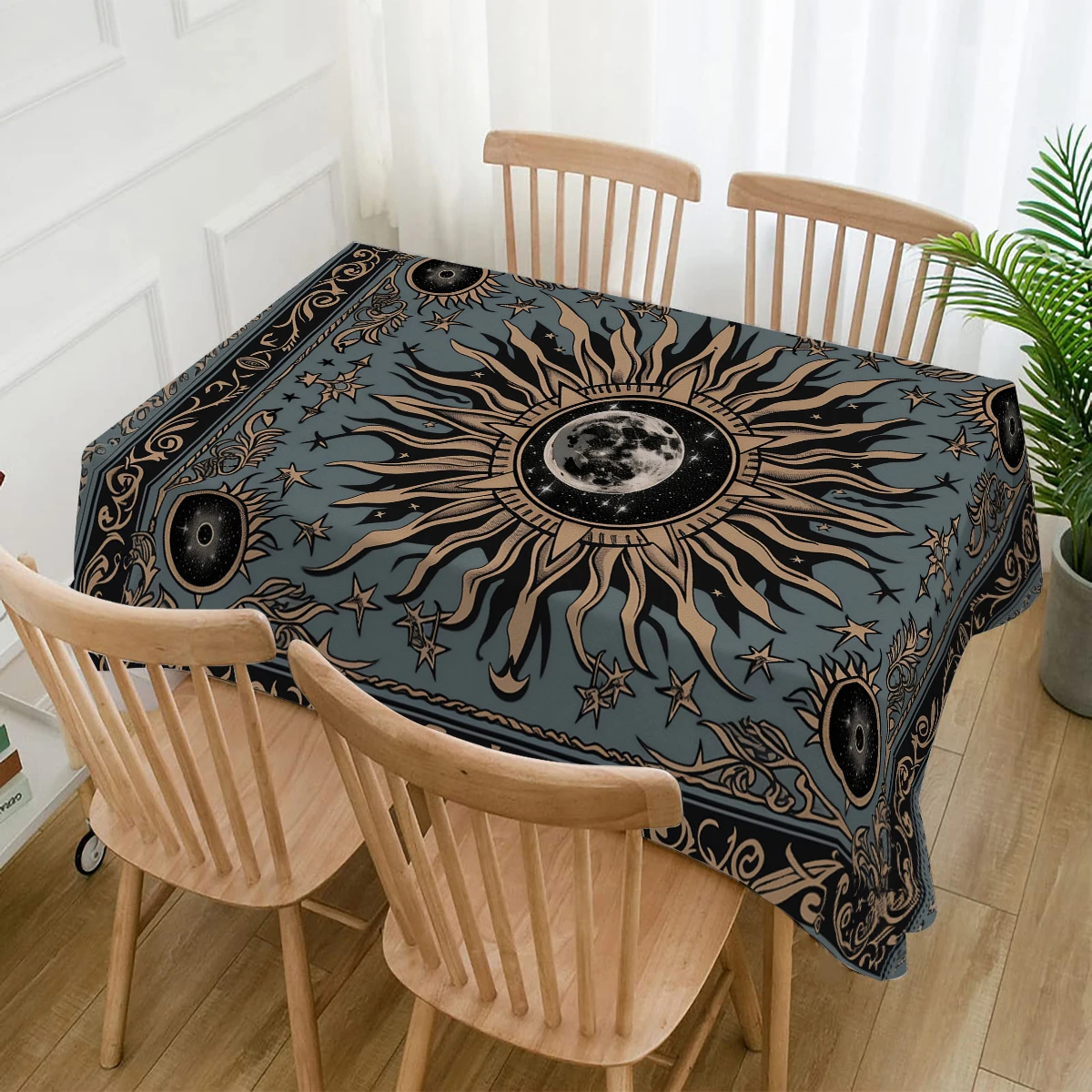 Sun and Moon Blues Table Runner Dresser Decor for Kitchen Holiday Party Table Runner Home Dining Room Kitchen Table Decoration