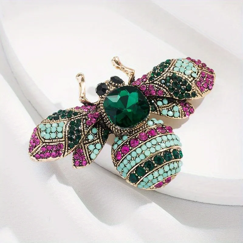 Luxe grote vintage dames meisjes kristallen bij broche speld mode elegante dame prachtige insecten strass badges cadeau's - afbeelding 1
