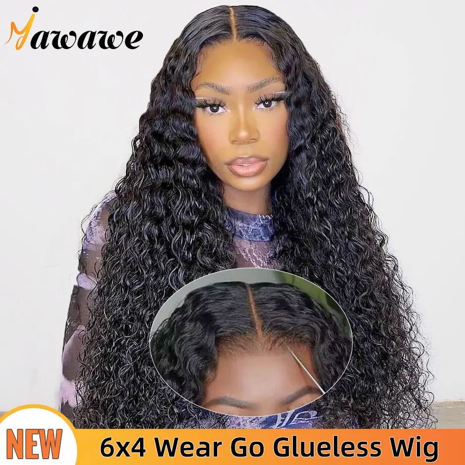 Water Wave Ready To Wear HDLace Closure Wigs Human Hair Preplucked Lace Frontal Pre-Cut Lace 6x4 Glueless Wear Go Wigs Yawawe