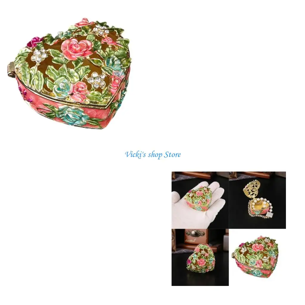 

Художественный эмалевый цветочный футляр для хранения ювелирных изделий из цинкового сплава, отделение ручной работы