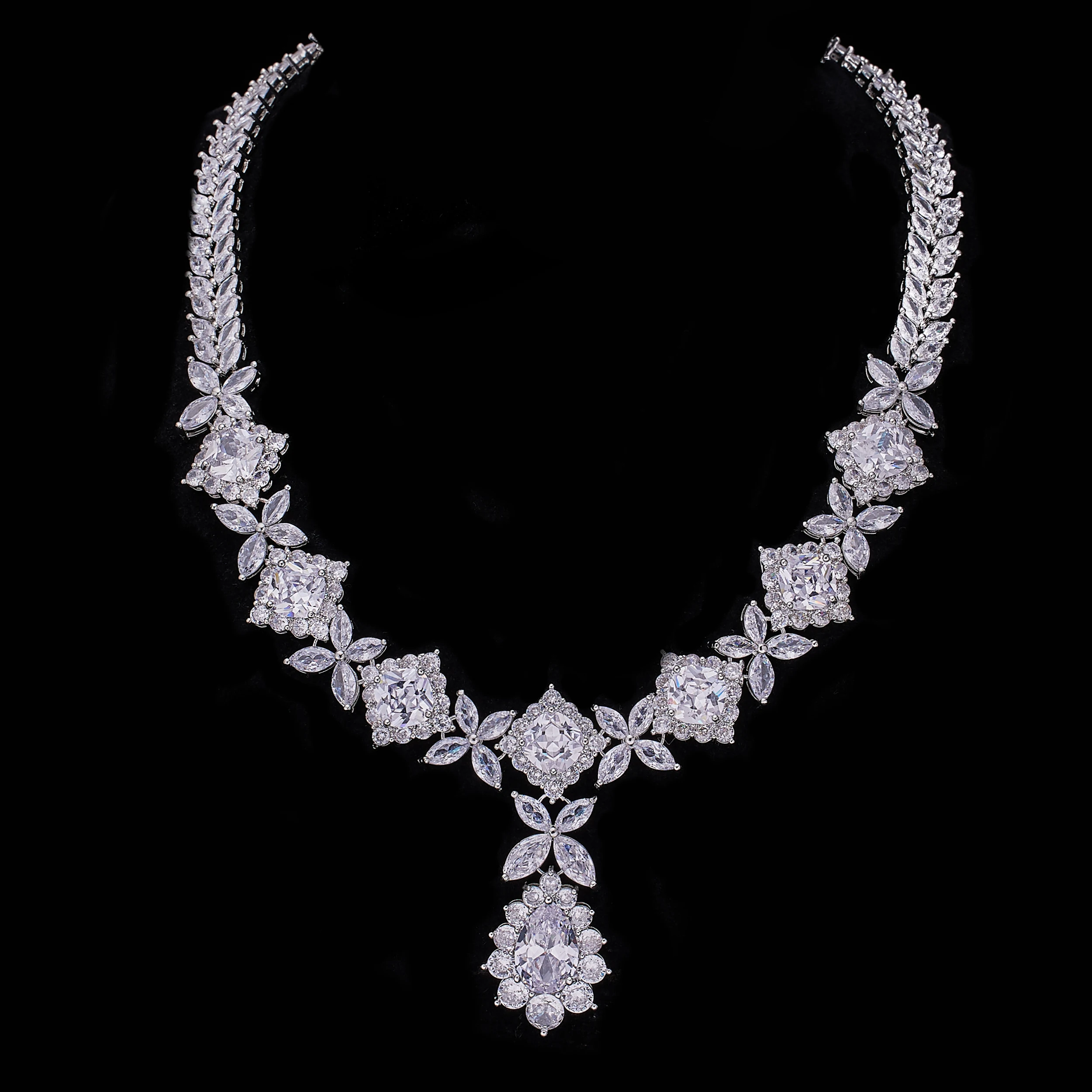 2024 hot selling 4-piece cubic zirconia bridal wedding jewelry set, Dubai Nigeria crystal wedding jewelry set