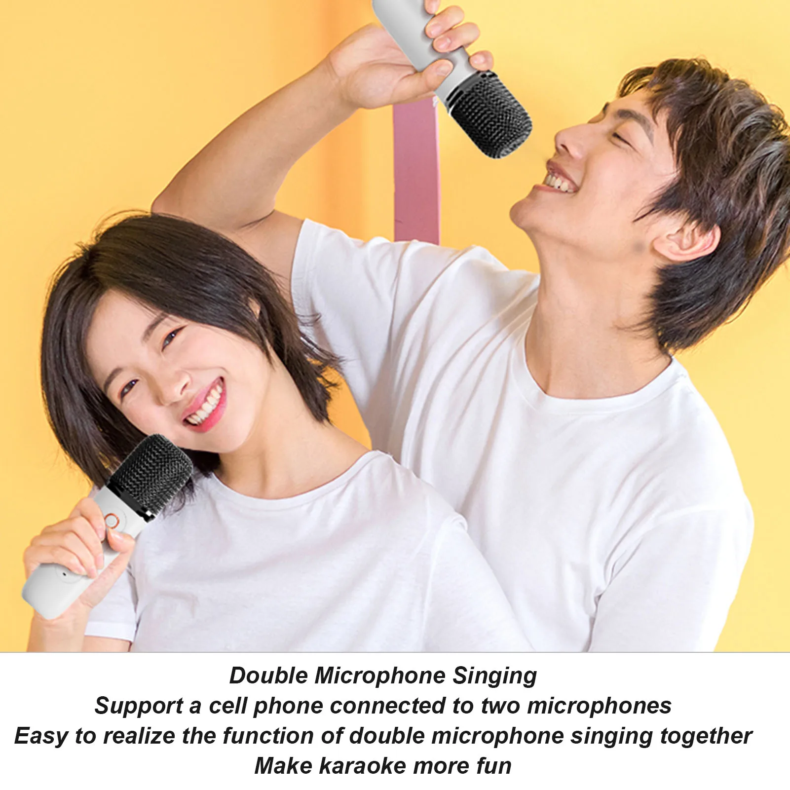Mini-Karaoke-Maschine, Stereo, tragbar, RGB-Licht, Bluetooth-Lautsprecher mit 2 kabellosen Mikrofonen für Zuhause, Party, Mini-Karaoke-Maschine