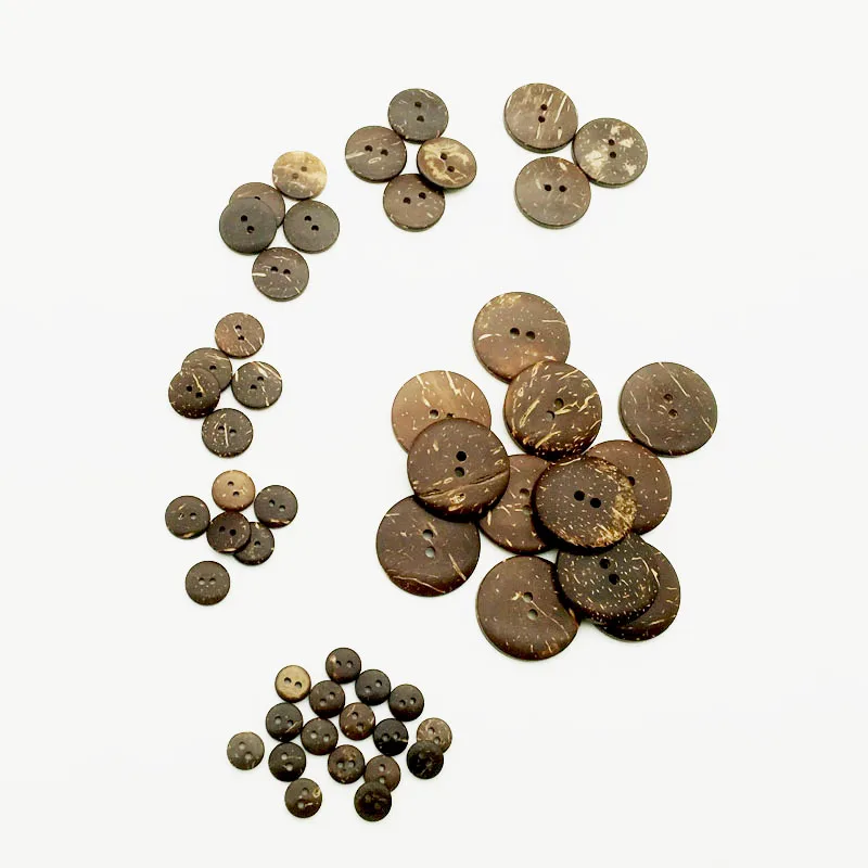 100PCS Natural Eco-friendly 4 Sizes Coconut Button For Clothing 2Holes Children Scrapbook Decorative Sewing Accessories FCYY148
