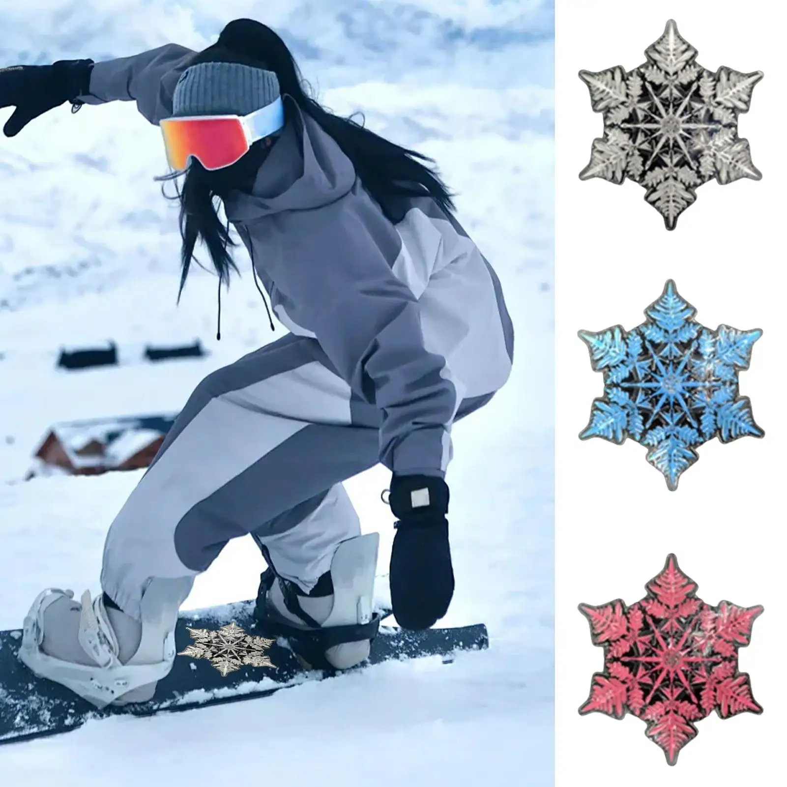 Snowboard Stomp Pad Non-Slip Pentagram Studs Grip Traction Pads for Snowboard Traction Pads Ski Binding