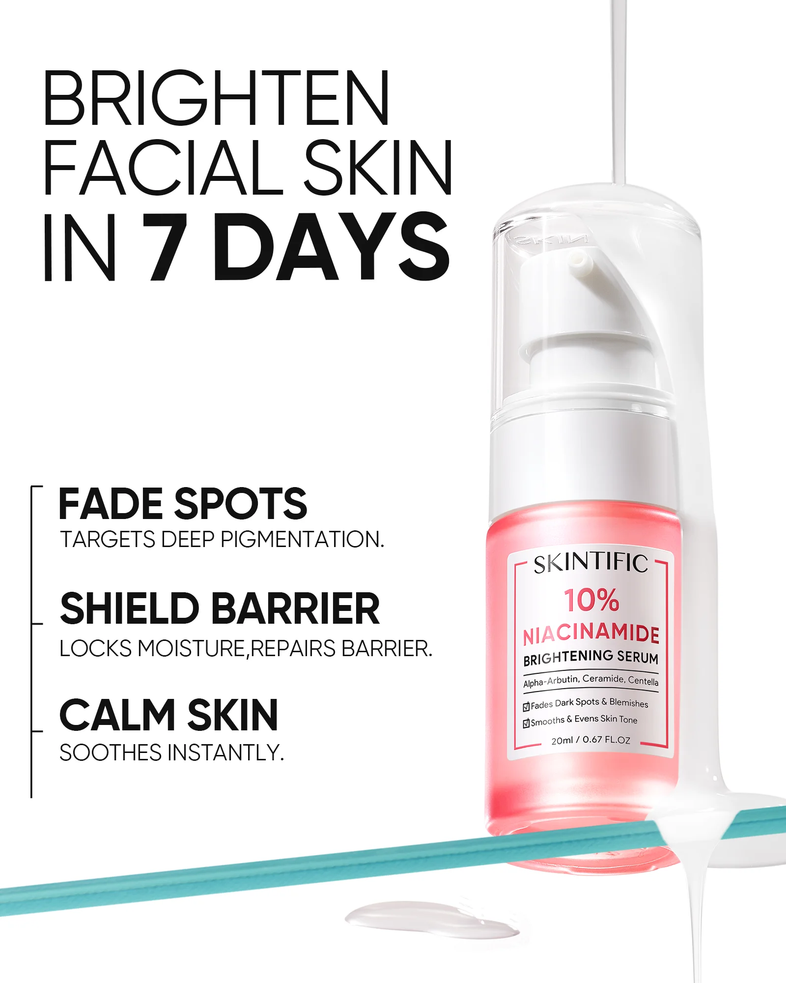 10% Royal DSM Niacinamide Serum, 7 Day Brightening Dark Spot Fade, Barrier Repair Soothing Facial Serum