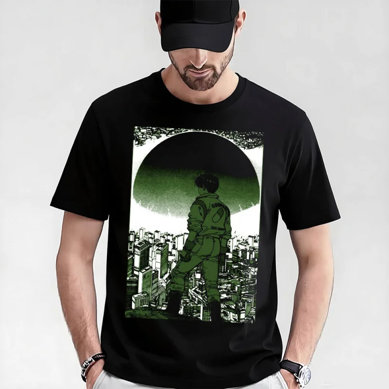 

0325 Otomo Akira Anime T Shirt Cyberpunk Manga City explosion Graphic clothes cyber mecha Neo-Tokyo Streetwear All size tops