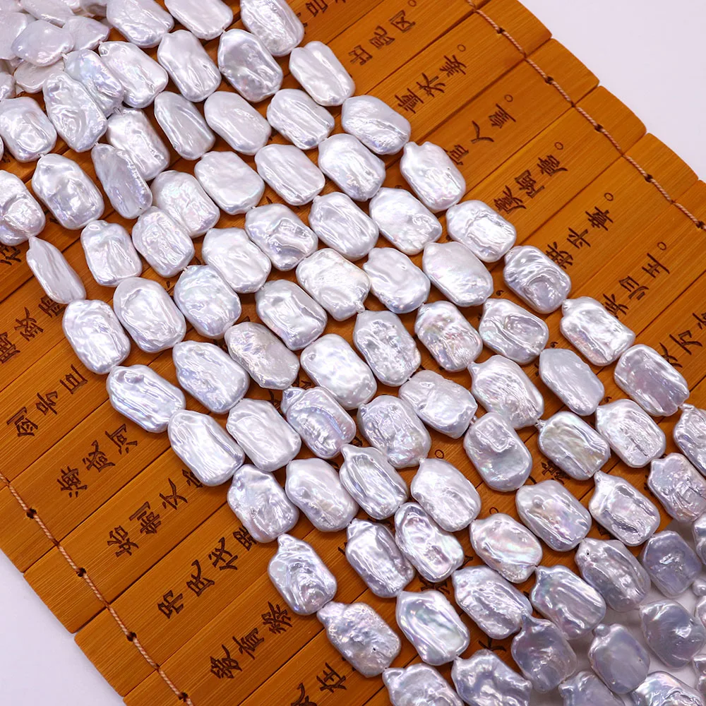 

13x20mm White Natural Freshwater Pearl Beads Rectangle Baroque Pearl Loose Bead 1 Strand Handmade Necklace Bracelet Jewelry Gift