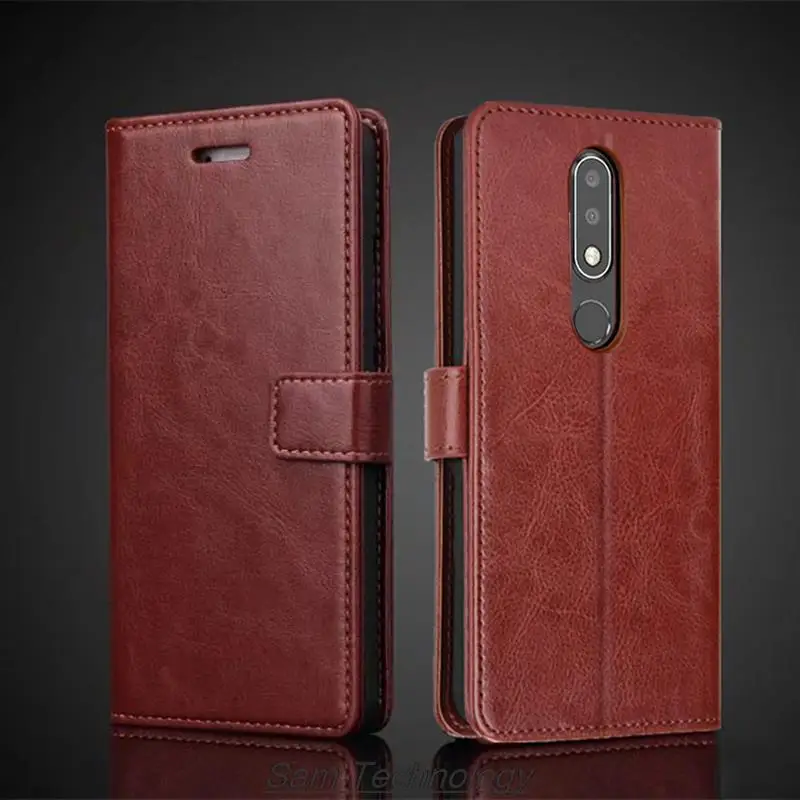 Card Holder Cover Leather Case for Nokia X6 6.1 plus Nokia 6 Pu Leather Flip Cover Retro Wallet Phone Case Business Fundas Coque