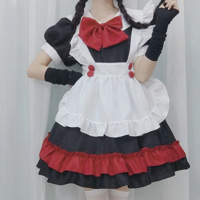 

Новинка 2021, черный костюм горничной на Хэллоуин, серия k, школьный женский костюм Лолиты, китайское производство, весенний сезон