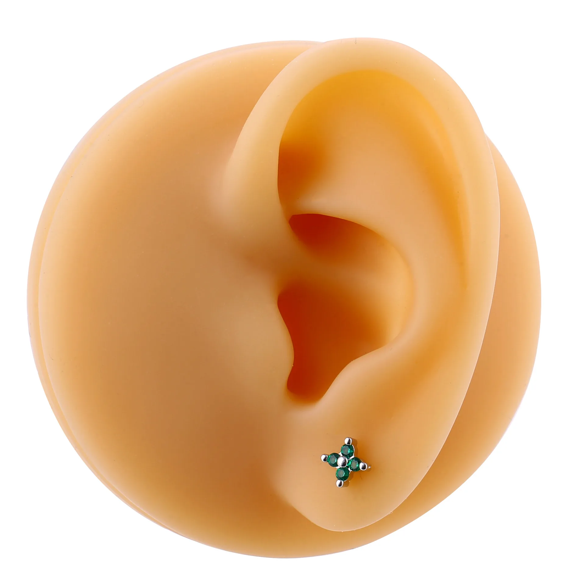 1 قطعة الفولاذ المقاوم للصدأ شقة عودة وأقراط للنساء الأخضر تشيكوسلوفاكيا ليف ساحة صغيرة القرط اللولب الزنمة محارة الأذن ثقب المجوهرات #2