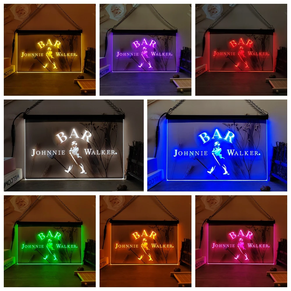 BAR Walker Whiskey -3D Carving LED Neon Sign Home Decor Wall Wedding Creative Bedroom Desk