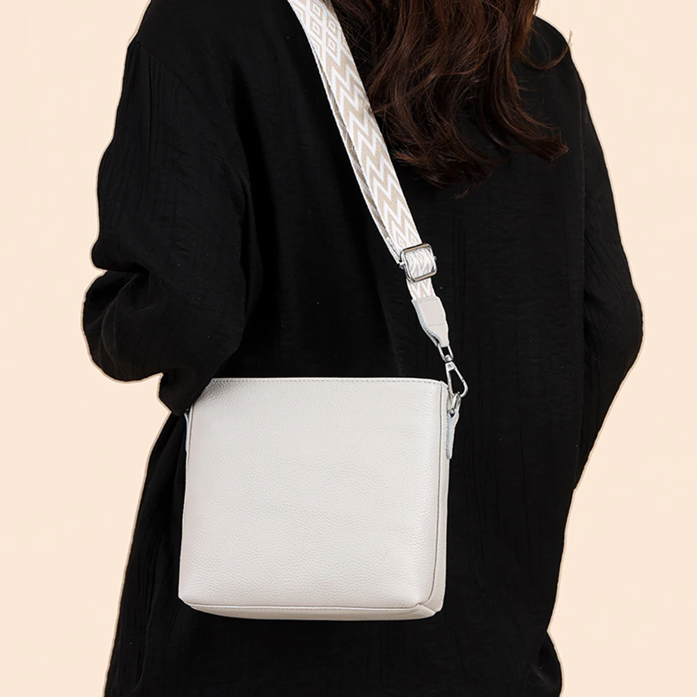 

Genuine Leather Designer Tote Bag Soft Casual Shoulder Purse with Guitar Strap Vintage Bucket Bag Satchel Purse for Women