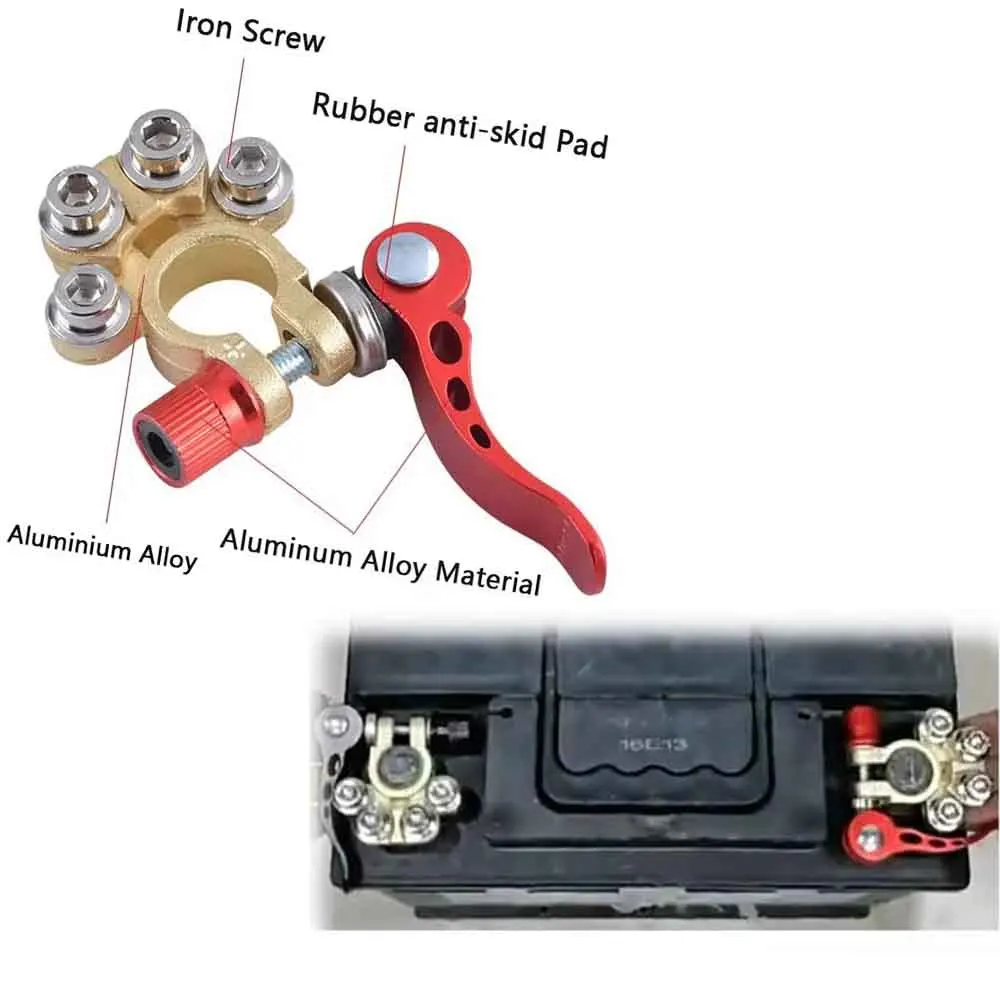 12V 24V Car Quick Release Battery Terminals Aluminium Alloy Top Post Copper Clamp for Auto Wire Cable Connection