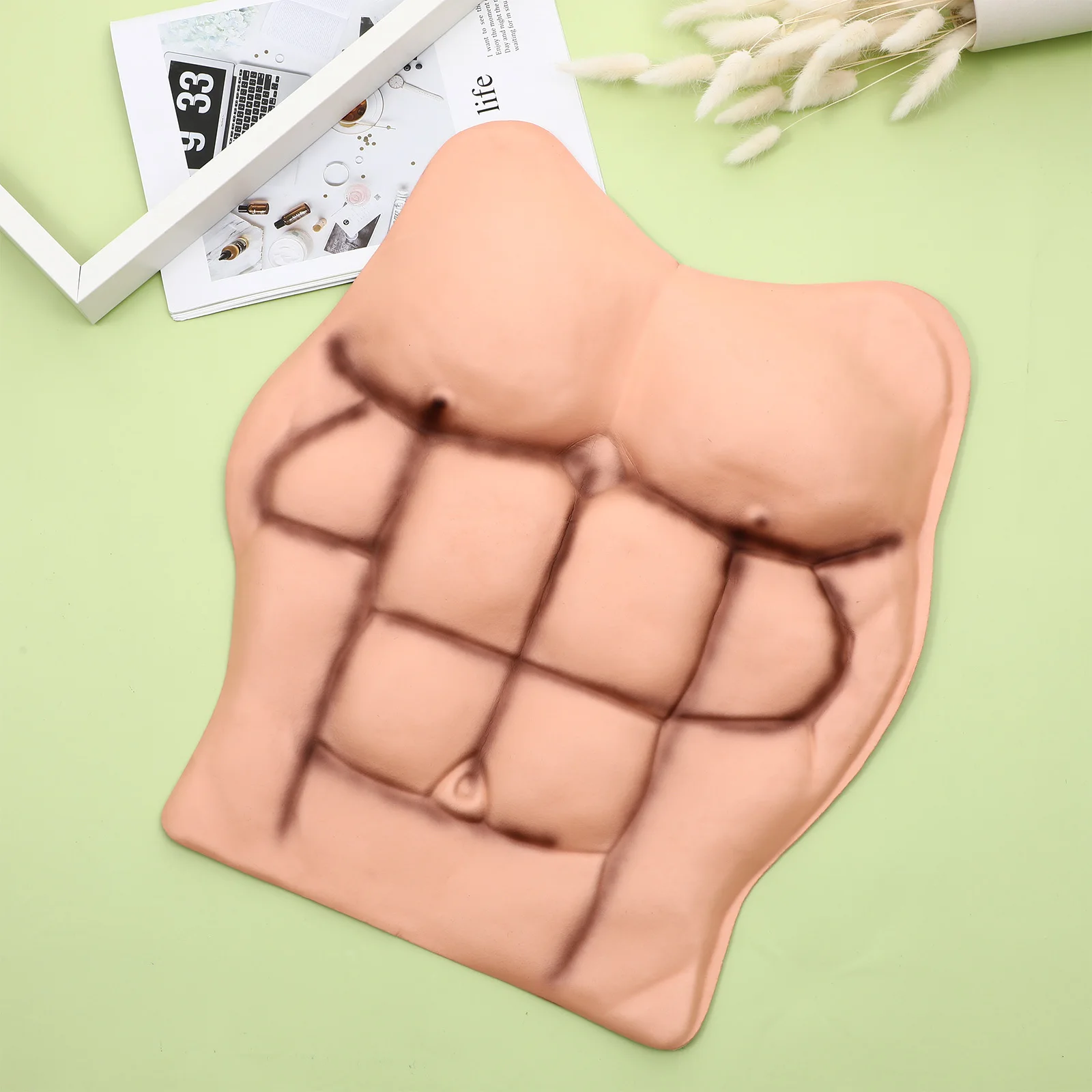 Fake Male Chest Muscle Props for Halloween Cosplay Party Costume Decoration Realistic Men Prank Game Funny Accessory