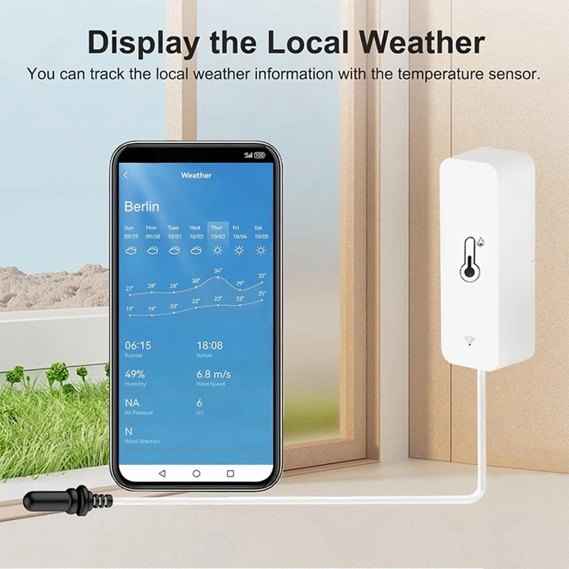 Tuya WiFi Temperatures Humidity Sensor with External Probe Wireless Temperatures App Monitor for Freezer Fish Tank