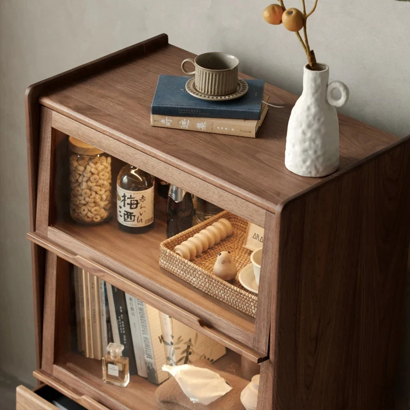 custom.Solid Wood Storage Cabinet Home Furniture Dining & Living Room Space-Saving Glass Sideboard Display Bookcase Storage