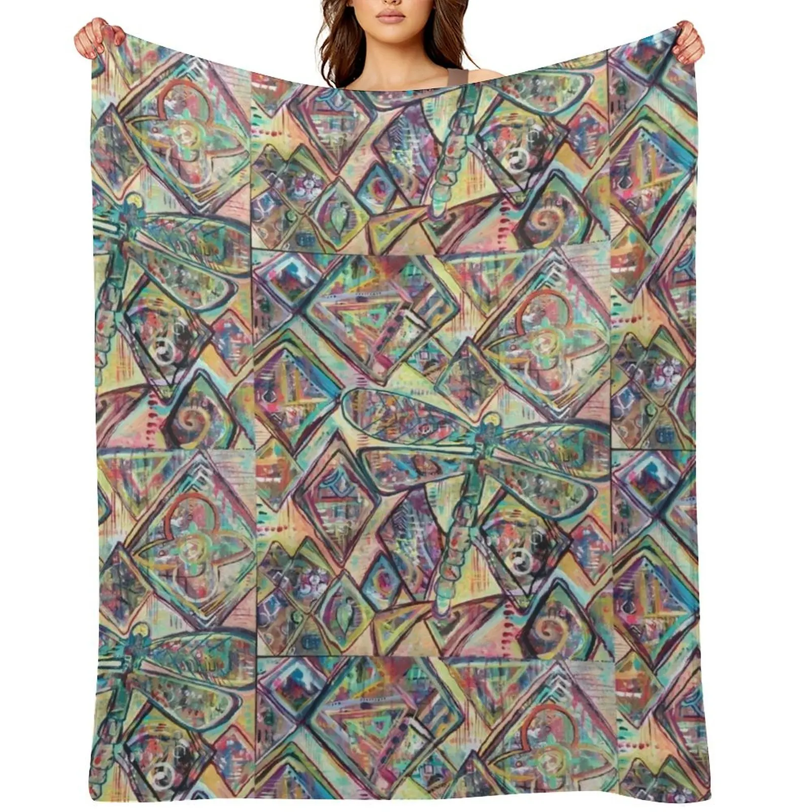 

Dragonfly painting Throw Blanket Baby Bed covers Retros anime Blankets