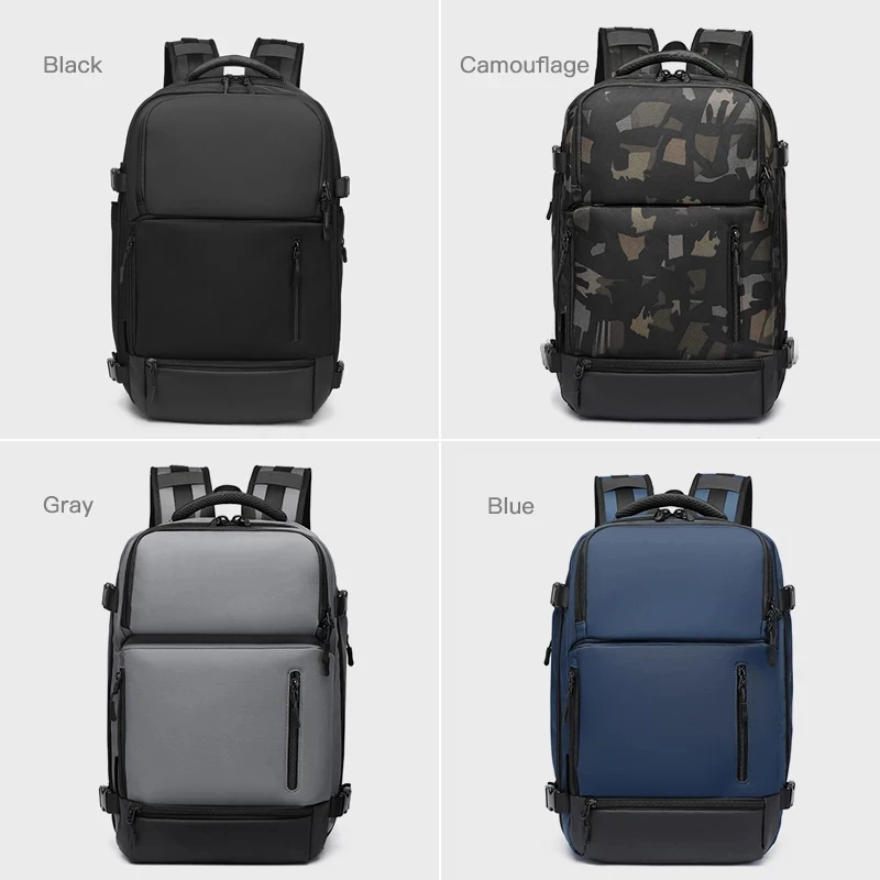 OZUKO-Mochila de gran capacidad con diseño para hombre, morral de negocios para ordenador portátil de 15,6 pulgadas, con carga USB, impermeable, para viaje