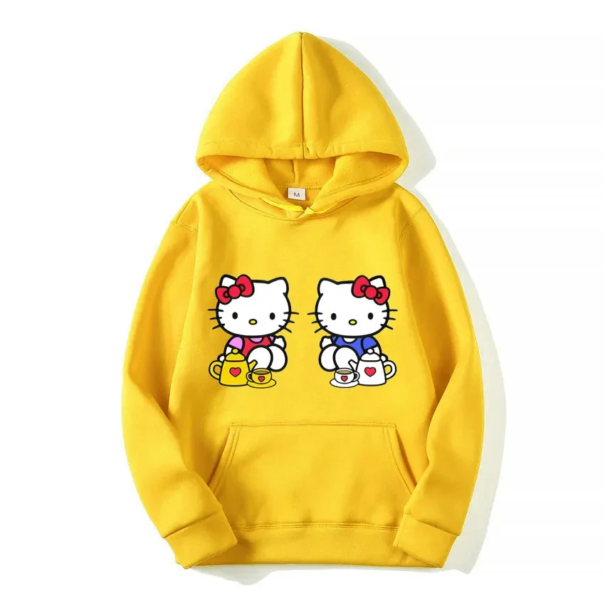 Women's Aesthetic Sweatshirts Free Shipping Weekend Party Casual Hello Kitty Hoodie Emo Rock Clothing Japanese Anime Pullover