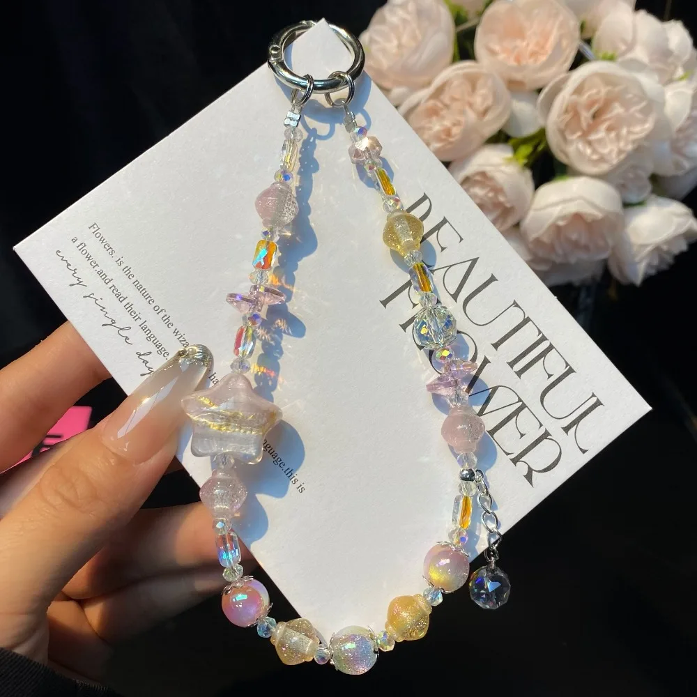 

Cartoon Oil Painting Star Mobile Phone Case Chain Crystal Handmade Beaded Key Bag Pendant Fashion Women's Lanyard