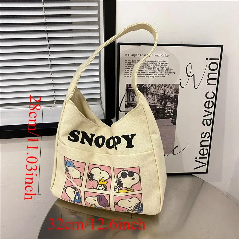 MINISO Disney Serie Cartoon Casual Canvas Bag Cute Snoopy Shoulder Bag Printed Underarm Bag Modna torebka o dużej pojemności