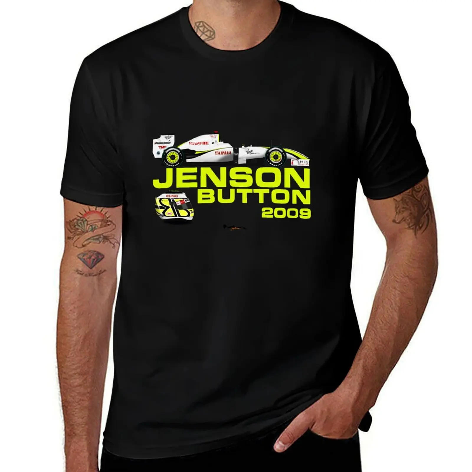 Jenson Button - Brawn BGP001 - 2009 World Champion T-Shirt new edition quick-drying plain plain black t shirts men