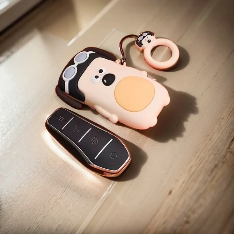 

Silicone Car Key Case Cover For BYD Atto 3 Tang DM 2018 Yuan PLUS Han EV Dolphin Protector Holder Cartoon Fob Women Accessories