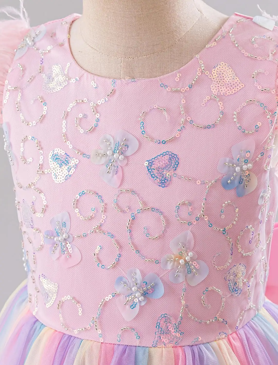 반짝이는 나비 꽃 소녀 드레스 공주 생일 파티 미인 대회 무도회 화려한 나비 쉬폰 드레스, 성찬식 드레스